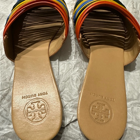 Tory Burch Colorful Striped Women's Mules Sz 8 - Picture 4 of 7
